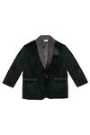 Buy_Little Stars_Green Velvet Plain Solid Jacket _at_Aza_Fashions