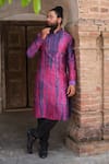 Buy_Nitesh Singh Chauhan_Purple Art Silk Tie And Dye Kurta Set_Online_at_Aza_Fashions