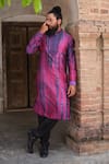 Shop_Nitesh Singh Chauhan_Purple Art Silk Tie And Dye & Kurta Set _at_Aza_Fashions