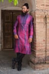 Nitesh Singh Chauhan_Purple Art Silk Tie And Dye Kurta Set_Online_at_Aza_Fashions