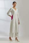 Buy_TIC_White Raw Silk Embroidered Sequin V Neck Mira Kurta And Palazzo Set _at_Aza_Fashions