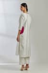 Shop_TIC_White Raw Silk Embroidered Sequin V Neck Mira Kurta And Palazzo Set _at_Aza_Fashions