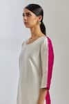 Shop_TIC_White Raw Silk Embroidered Sequin Round Colorblock Kurta _Online_at_Aza_Fashions