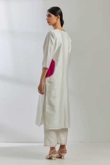 MIRA - KURTA WITH PANT SET IVORY AND MUSTARD main image 1