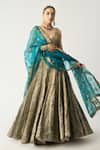 Itrh_Silver Lampi V Neck Ferhia Bridal Lehenga Set  _Online_at_Aza_Fashions