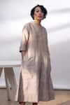 Buy_Nesolo_Beige Handwoven Raw Silk Kurta_at_Aza_Fashions