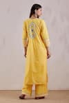 Shop_TIC_Yellow Cotton Print Geometric V Neck Kurta Palazzo Set _at_Aza_Fashions