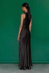 Shop_Sruti Dalmia_Black Pure Silk Satin Plain Cowl Neck Dress _at_Aza_Fashions
