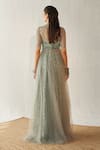 Shop_Cedar & Pine_Blue Tulle Embroidery Sequin Round Gown  _at_Aza_Fashions