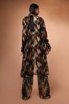 Shop_Nikita Mhaisalkar_Brown Organza Open Geometric Pattern Jacket_at_Aza_Fashions