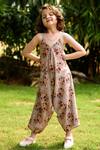 Buy_Pasha India_Green Linen Printed Jumpsuit For Girls_at_Aza_Fashions
