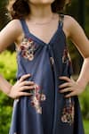 Shop_Pasha India_Blue Linen Printed Jumpsuit For Girls_at_Aza_Fashions