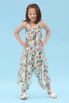 Buy_Pasha India_Green Linen Printed Floral Jumpsuit _at_Aza_Fashions