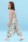 Pasha India_Green Linen Printed Floral Jumpsuit _Online_at_Aza_Fashions