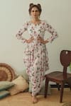 Buy_Pasha India_Pink Linen Printed Floral Round Dhoti Jumpsuit _at_Aza_Fashions