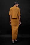 Shop_AMPM_Beige Wool Gm Karimah Embossed Jacket Skirt Set_at_Aza_Fashions