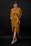 AMPM_Beige Wool Gm Karimah Embossed Jacket Skirt Set_Online_at_Aza_Fashions