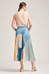 Buy_Pankaj & Nidhi_Multi Color Polyester Satin Pleated Midi Skirt _Online_at_Aza_Fashions