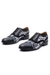 Shop_Mistersinister_Black Crust Leather With Crease-free Printed Canvas Crust Leather Brogue Shoes_at_Aza_Fashions