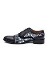 Mistersinister_Black Crust Leather With Crease-free Printed Canvas Crust Leather Brogue Shoes_Online_at_Aza_Fashions