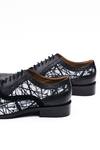 Shop_Mistersinister_Black Crust Leather With Crease-free Printed Canvas Crust Leather Brogue Shoes_Online_at_Aza_Fashions