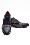 Buy_Mistersinister_Black Crust Leather With Crease-free Printed Canvas Crust Leather Brogue Shoes_at_Aza_Fashions