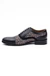 Shop_Mistersinister_Black Crust Leather With Crease-free Printed Canvas Crust Leather Brogue Shoes_at_Aza_Fashions