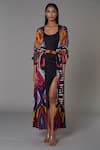 Buy_Saaksha & Kinni_Multi Color Chiffon Abstract Print Cape_at_Aza_Fashions