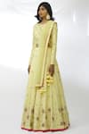 Aariyana Couture_Yellow Muslin Round Embroidered Bridal Lehenga Set _Online_at_Aza_Fashions