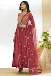 Buy_Ariyana Couture_Maroon Muslin Embroidered Anarkali Set_Online_at_Aza_Fashions