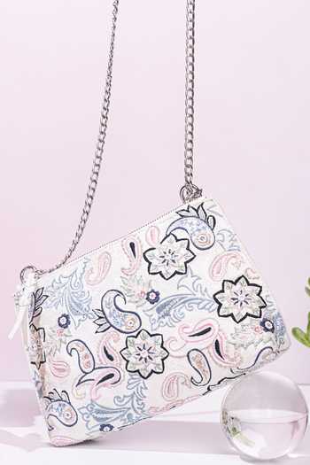 Buy_The Leather Garden_White Embroidery, Pearls Carnation Leather Bag With Sling _at_Aza_Fashions