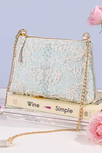 Buy_The Leather Garden_Green Embroidery Carnation Floral Bag With Sling _at_Aza_Fashions