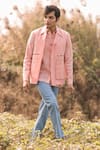 Buy_Vaani Beswal_Pink Handwoven Linen Jacket _at_Aza_Fashions