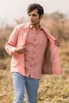 Buy_Vaani Beswal_Pink Handwoven Linen Jacket _Online_at_Aza_Fashions