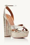 Buy_Sephyr_Gold Pleated Ankle Strap Heels _at_Aza_Fashions