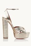 Shop_Sephyr_Gold Pleated Ankle Strap Heels _at_Aza_Fashions