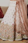 Buy_Shloka Sudhakar_White Chinnon Crepe Silk Embroidery Scoop Neck Bridal Lehenga Set _Online_at_Aza_Fashions