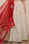 Shop_Shloka Sudhakar_White Chambray Embroidery V Neck Bridal Lehenga Set _Online_at_Aza_Fashions