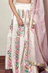 Buy_Shloka Sudhakar_White Crepe Satin Scoop Neck Embroidered Lehenga Set _Online_at_Aza_Fashions
