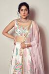 Shop_Shloka Sudhakar_White Crepe Satin Scoop Neck Embroidered Lehenga Set _Online_at_Aza_Fashions