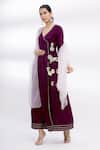 Buy_Samyukta Singhania_Purple Jama Silk Angrakha With Embroidered Dupatta_at_Aza_Fashions