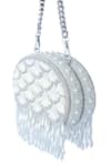 Shop_Adora By Ankita_Beige Embroidered Floral Bead Tassel Clutch _at_Aza_Fashions