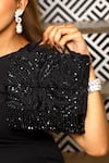 Buy_Adora by Ankita_Black Beads Zebra Cristal Flapper Clutch With Sling _Online_at_Aza_Fashions