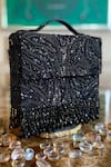 Buy_Adora by Ankita_Black Beads Zebra Cristal Flapper Clutch With Sling _at_Aza_Fashions