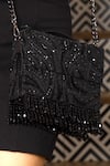 Adora by Ankita_Black Beads Zebra Cristal Flapper Clutch With Sling _at_Aza_Fashions