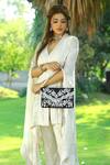 Shop_Adora by Ankita_Black Thread And Pearls Hana Embroidered Clutch _at_Aza_Fashions