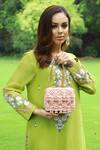 Shop_Adora by Ankita_Pink Pearls Ainaaz Flapover Clutch With Sling _at_Aza_Fashions