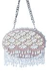 Buy_Adora By Ankita_Pink Embroidered Floral Bead Tassel Clutch _at_Aza_Fashions