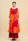 Shop_Samyukta Singhania_Cotton Tie Dye Layered Dress_Online_at_Aza_Fashions