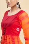 Samyukta Singhania_Cotton Tie Dye Layered Dress_at_Aza_Fashions